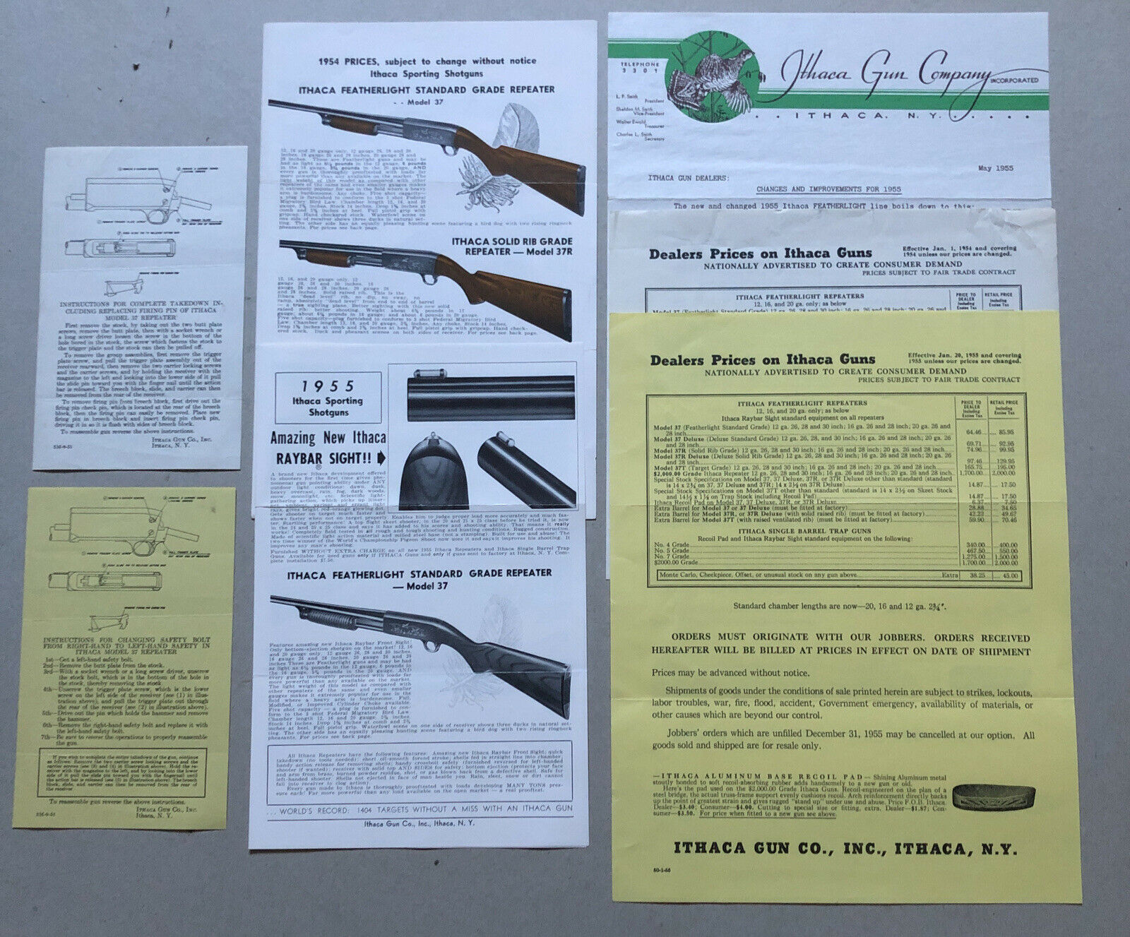 Ithaca Gun 1950’s Price Lists And Pamphlets