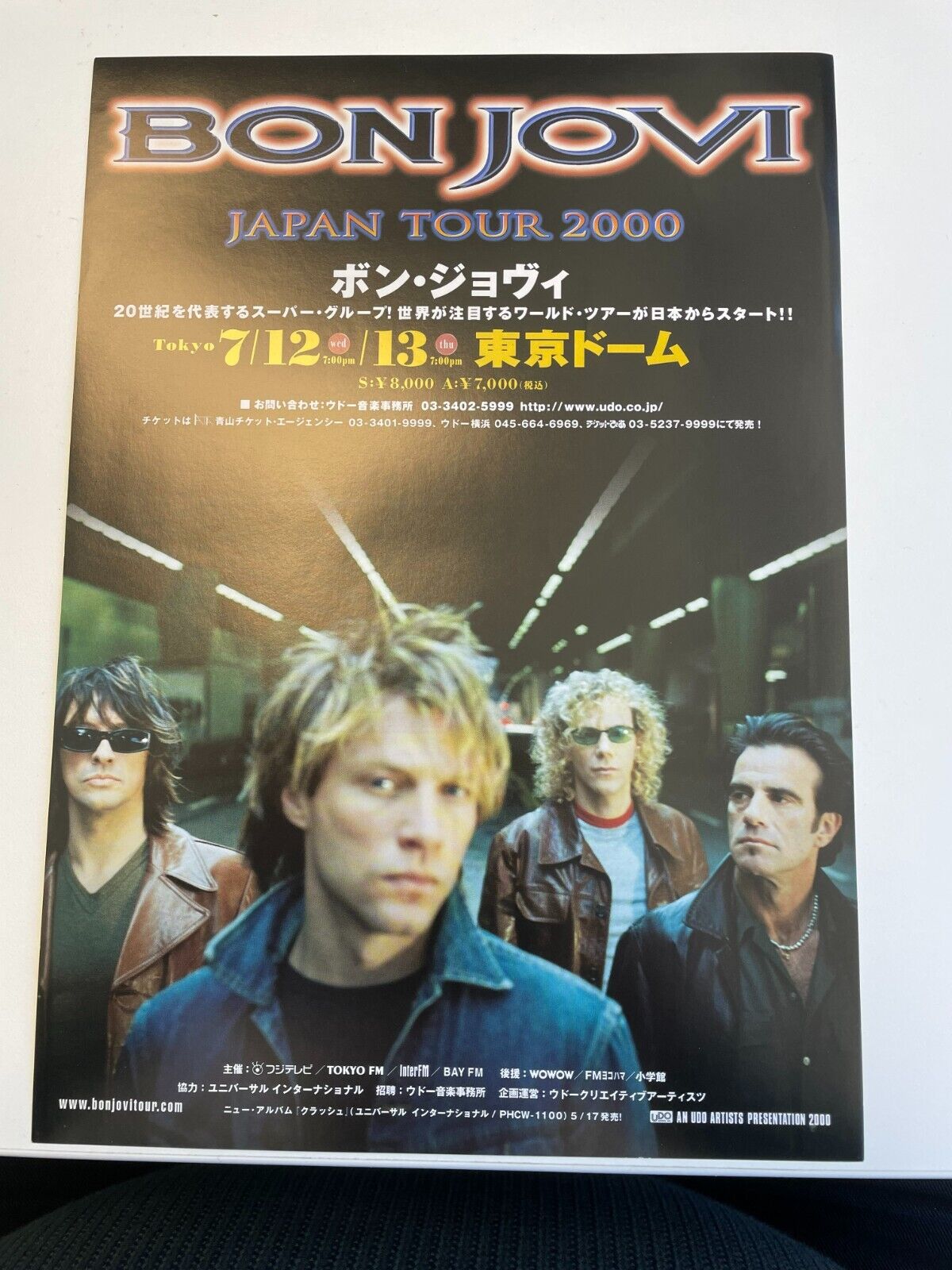 Bon Jovi 2000 Japanese Concert Flyer / Handbill / Min-poster