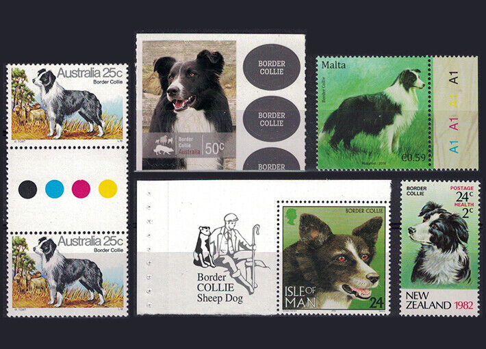 [borc] Frame It - Dog Breed Border Collie - 6 Better Stamps - Very Fine