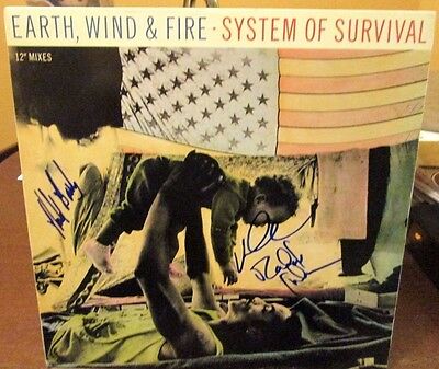 Earth Wind And Fire Signed System Of Survival 12" Lp