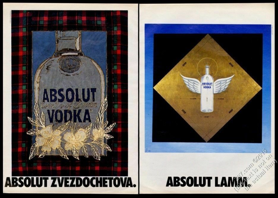 1990 Absolut Vodka Leonid Lamm Larisa Zvezdochetova Bottle Art Big Vintage Ad