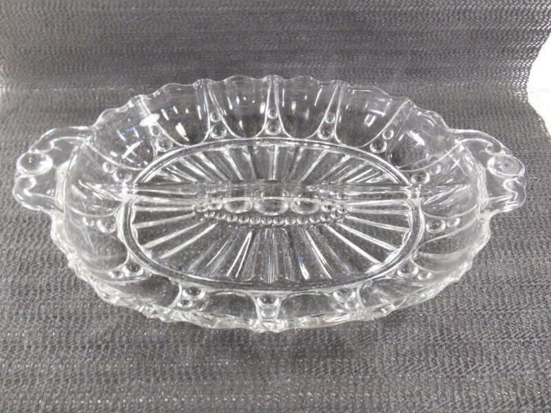 Anchor Hocking Crystal Oyster And Pearl Divided Relish Dish 12" Depression Glass