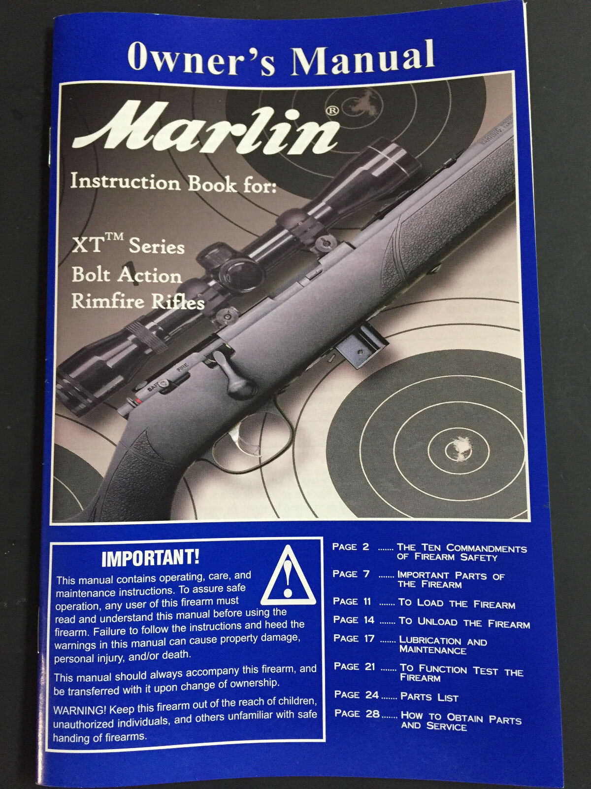 Factory Original Marlin Xt Bolt Action Rimfire Rifles Owners Manual