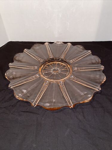 Anchor Hocking Glass Oyster And Pearl Pink Large Round Sandwich Tray 13” Platter