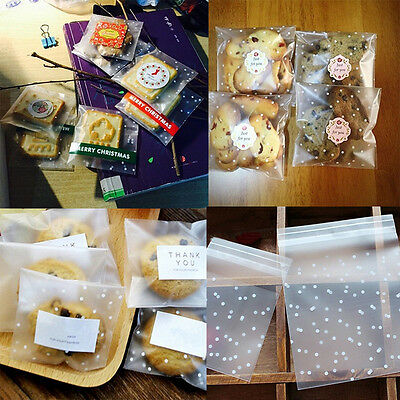 100pcs Plastic Self Adhesive Transparent Candy Cookie Gift Bag Diy Wedding Party