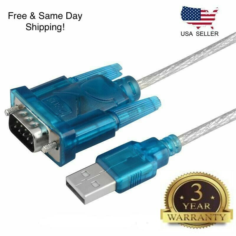 3ft Translucent Usb 2.0 To Db9 Rs232 Serial Converter 9 Pin Cable Pda