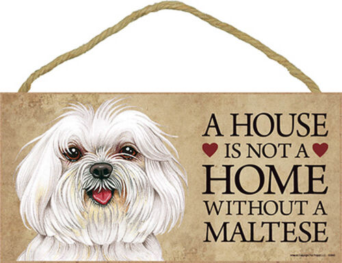 Maltese Wood Dog Sign Wall Plaque Photo Display Puppy Cut A House Is Not A + ...