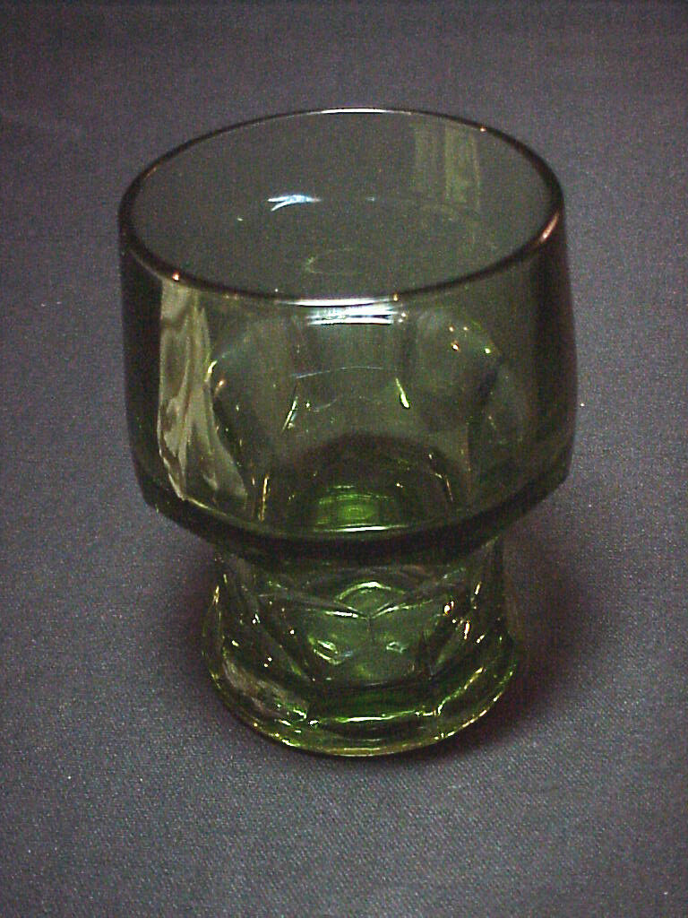 1 - 4 Inch Green Glassware Honeycomb Pattern Drinking Glass Anchor Hocking Style