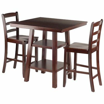 Winsome Orlando 3 Piece Square Counter Height Dining Set In Walnut