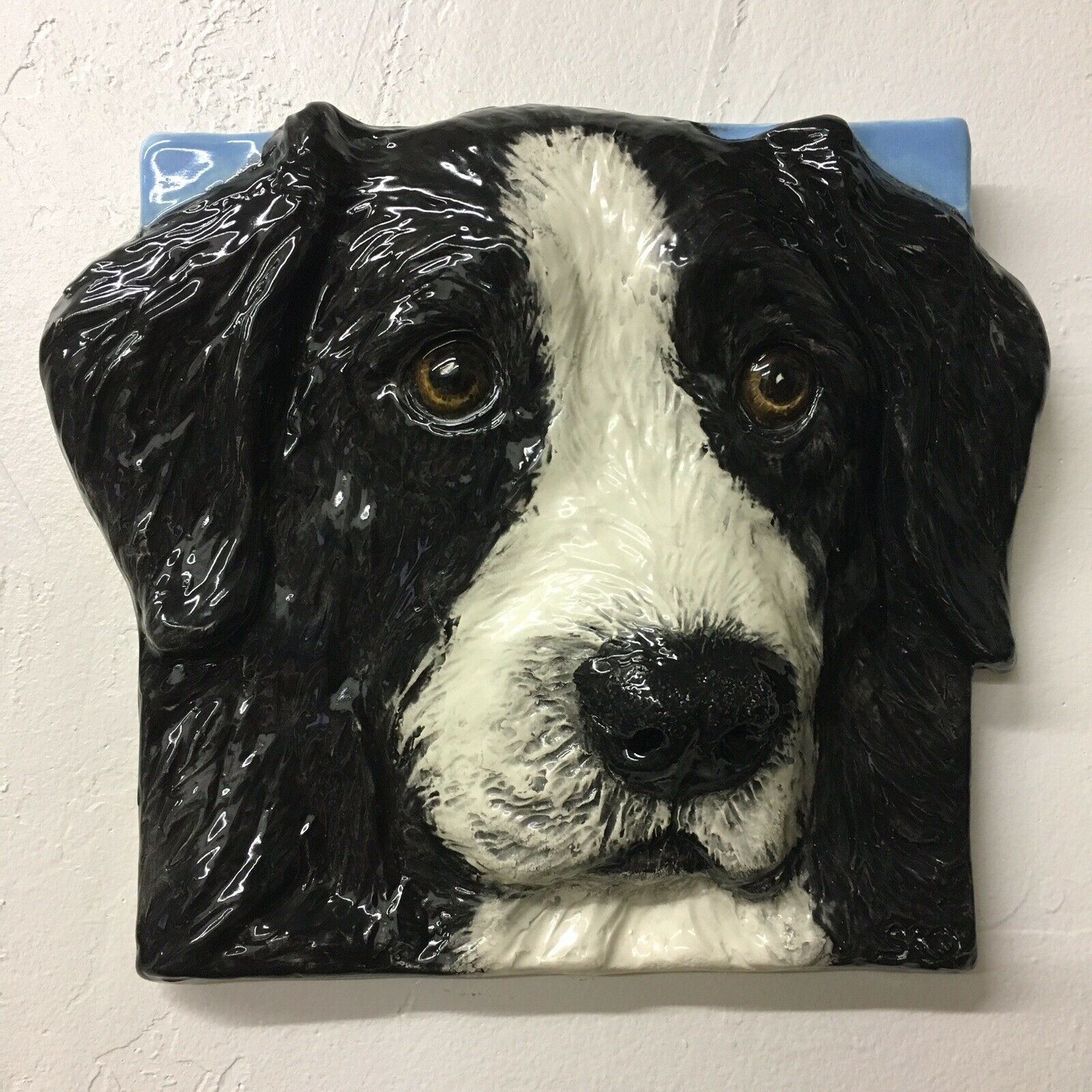 Border Collie Dog Ceramic Pet Portrait Tile Handmade In Stock Alexander Art Usa