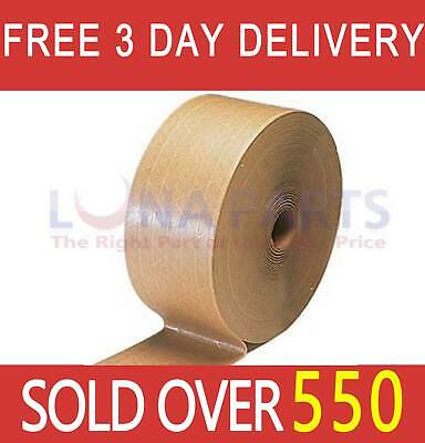 1 Roll 3" X 600' Reinforced Brown Gum Water Activated Tape Industrial Grade