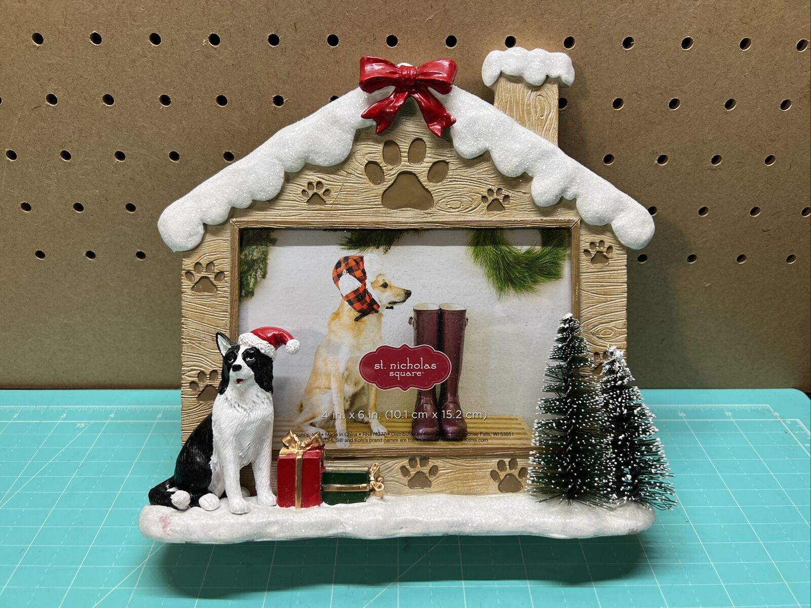 Border Collie Christmas Standing Photo Frame By St Nicholas Square New.