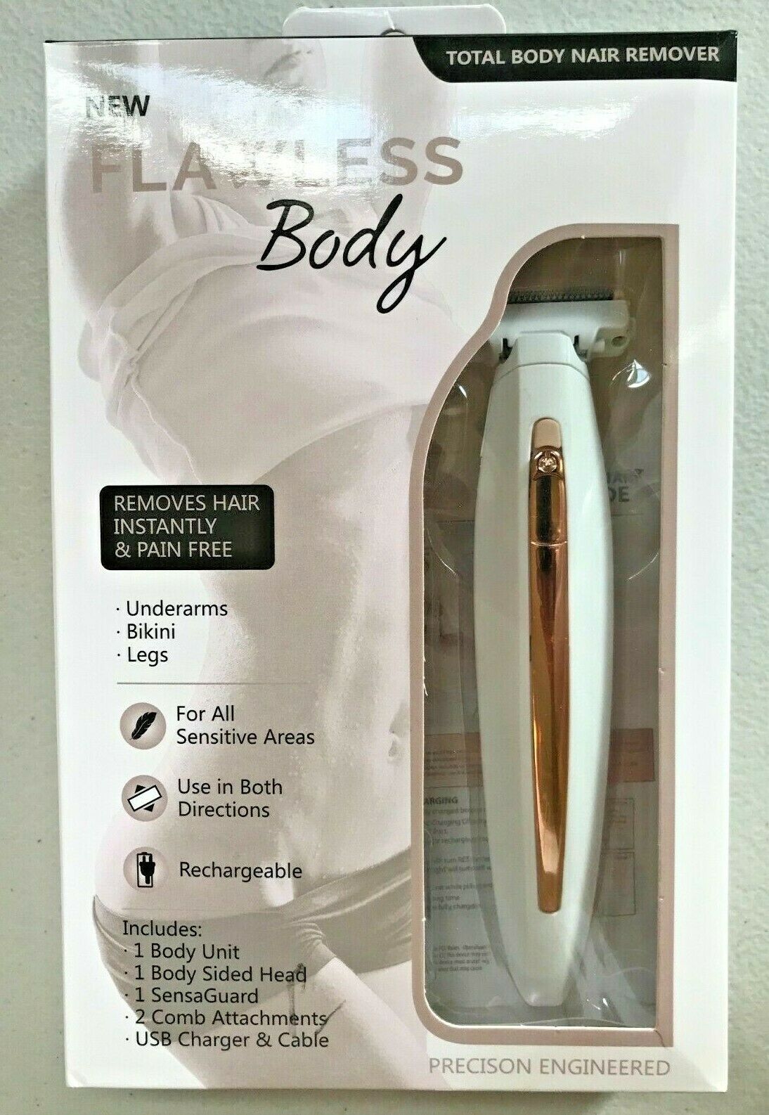 Finishing Touch Flawless Body Rechargeable Ladies Shaver - White/rose Gold