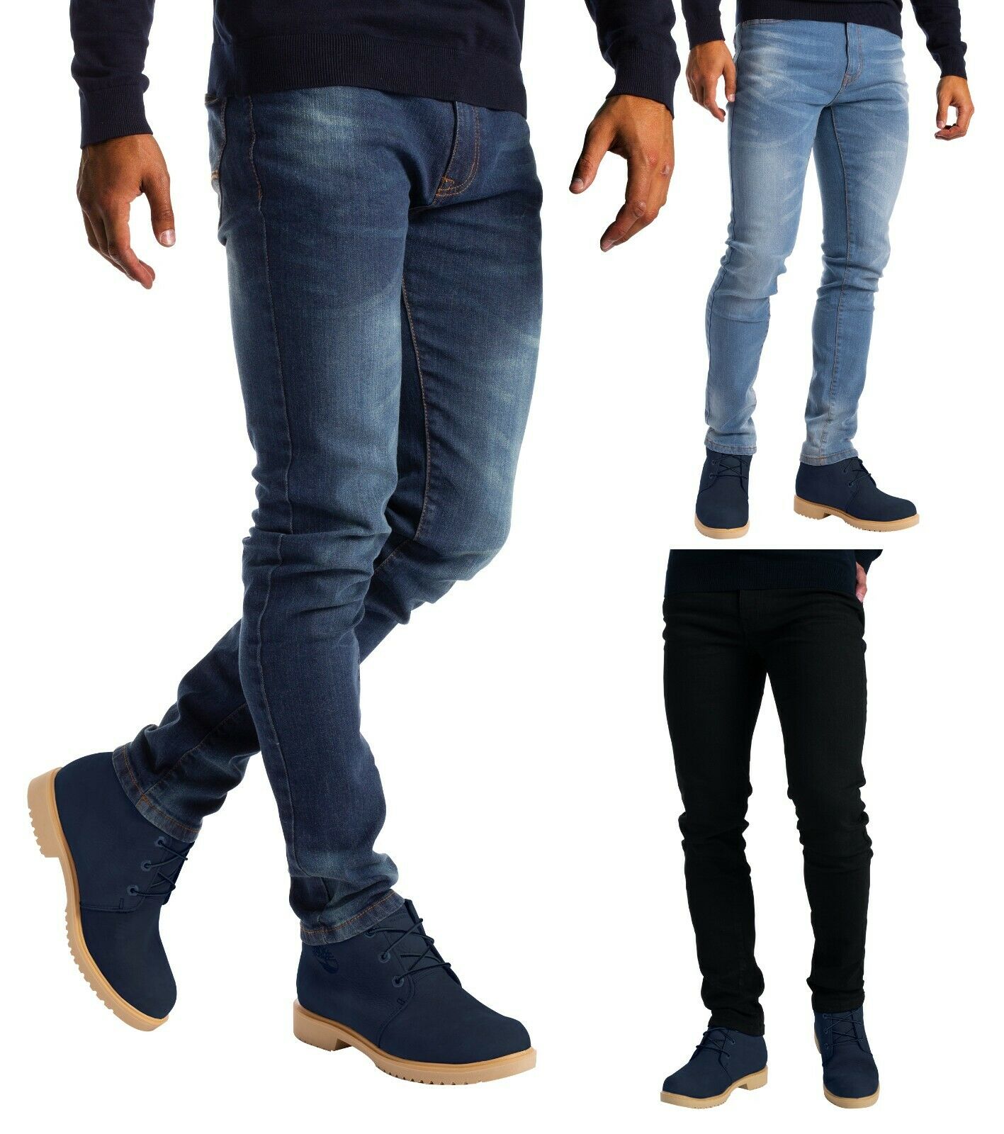 Mens Stretch Slim Fit Jeans Skinny Fashionable 5 Pocket Denim Pants