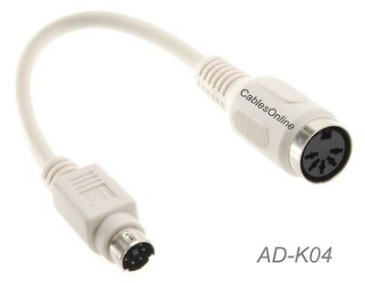 Din-5 Female To Mini-din 6-pin Male At To Ps/2 Keyboard Adapter W/6-inch Cable