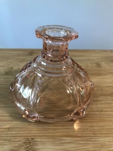 1 Vintage Oyster And Pearl Pink Candle Holder Depression Glass