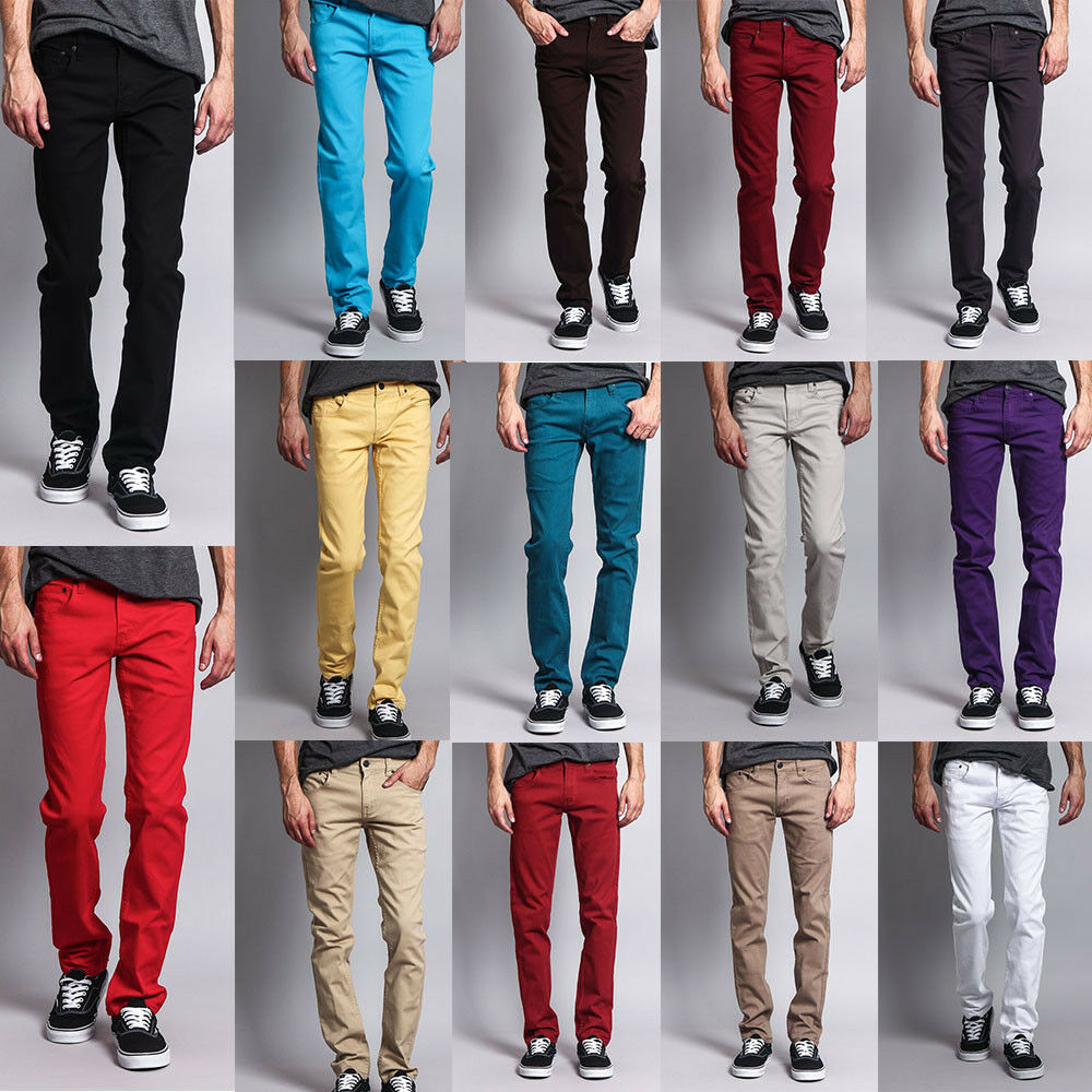 Victorious Men's Skinny Fit Jeans Stretch Colored Pants   Dl937 - Free Ship