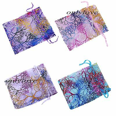 25/50/100 Sheer Coralline Organza Jewelry Pouch Wedding Party Favor Gift Bags