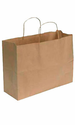Kraft Paper Shopping Bag - Large (16”l X 6”d X 12 ½”h) - Case Of 100