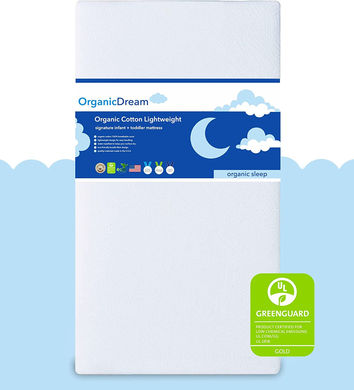 Organic Dream Crib And Toddler Mattress - 100% Breathable Proven To Reduce Suffo
